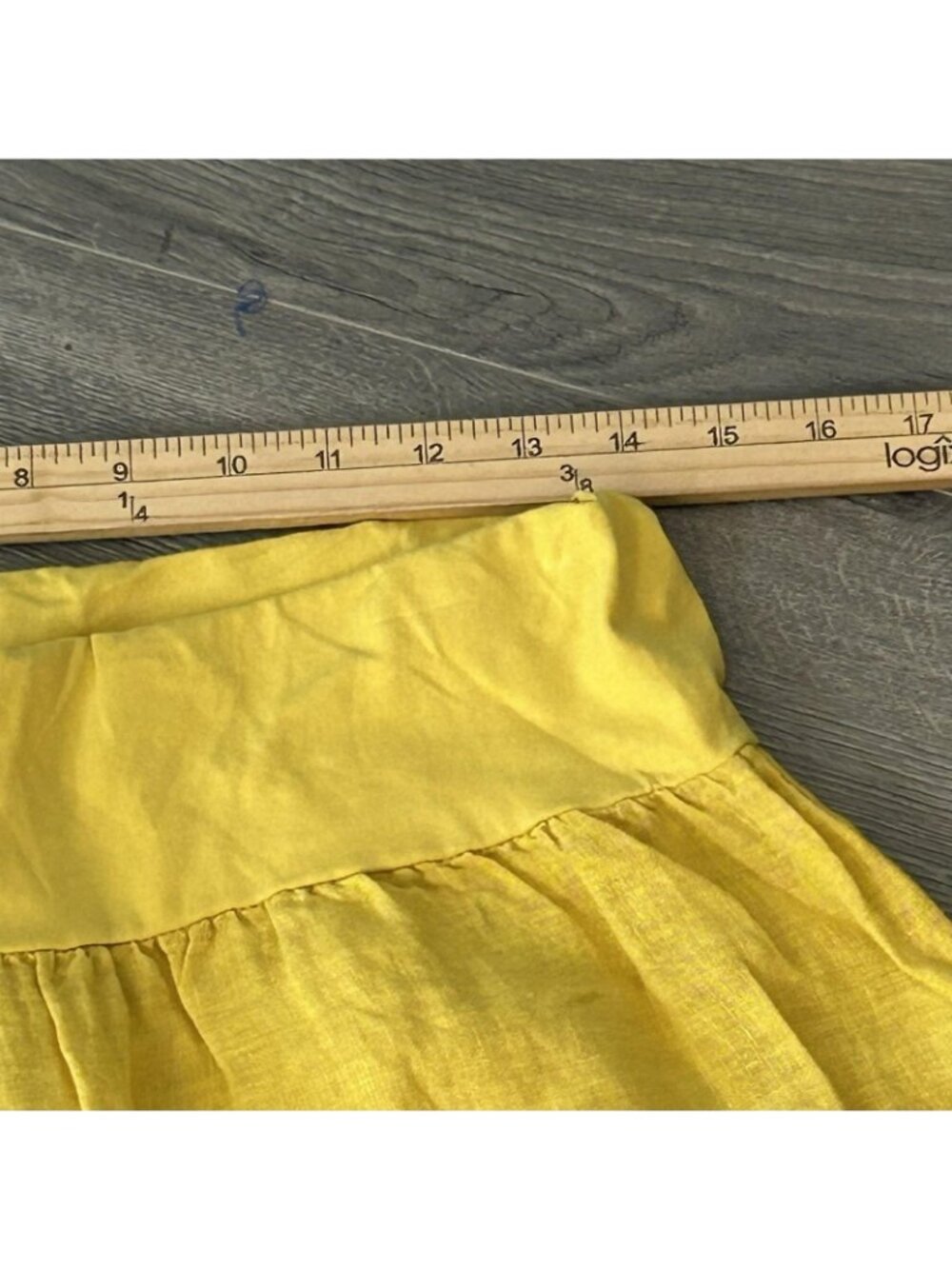 TG.U Italy Linen Pants Womens Medium Yellow Wide Leg Crop Lagenlook Pull On 28" - Picture 5 of 11